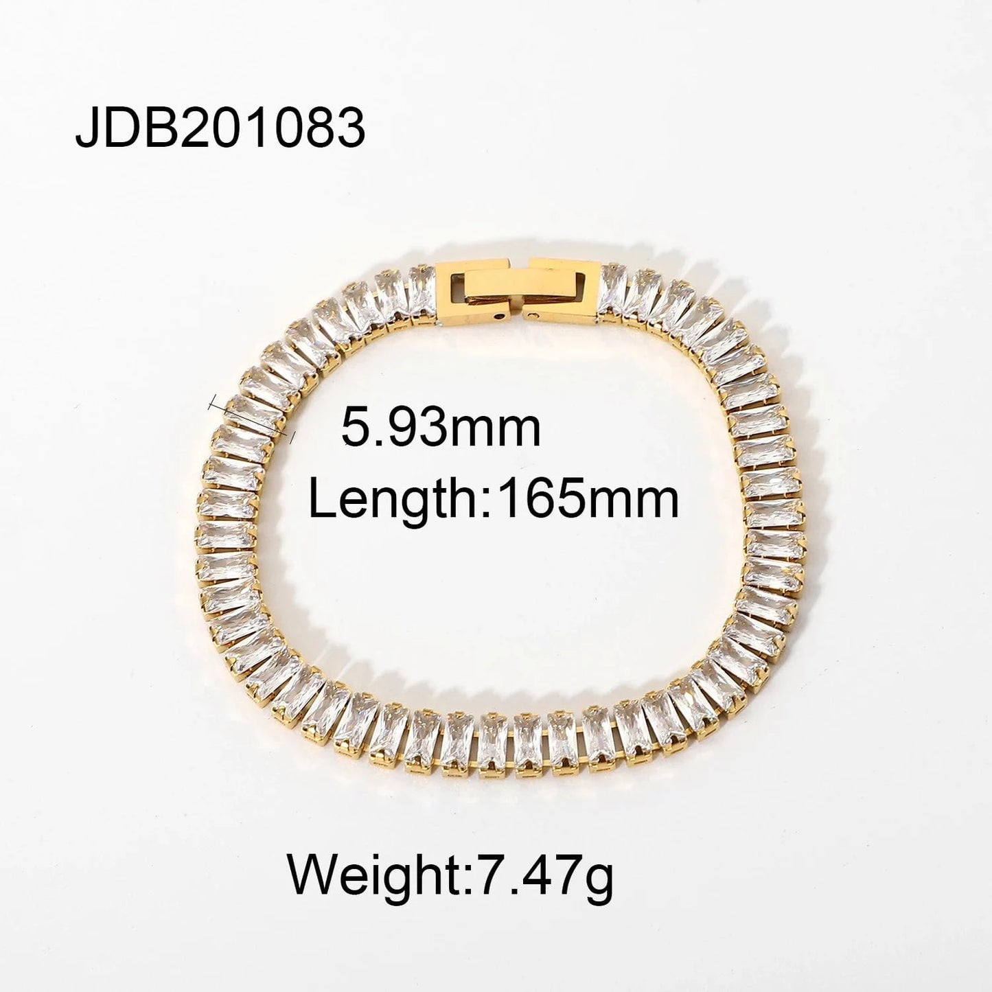 Tarnish Free / 17cm / BR1082 BR1082 Instagram Hot 18K Gold Plated Stainless Steel Jewelry Tennis Bracelets Shiny Cubic Zirconia Bracelet