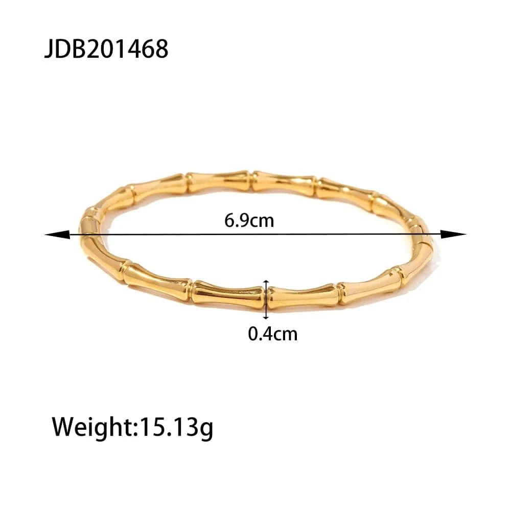 Tarnish Free / Picture / BG905 BG905 Minimalist 18k Gold Plated Stainless Steel Bracelets Jewelry Waterproof Bamboo Bangles for Girls