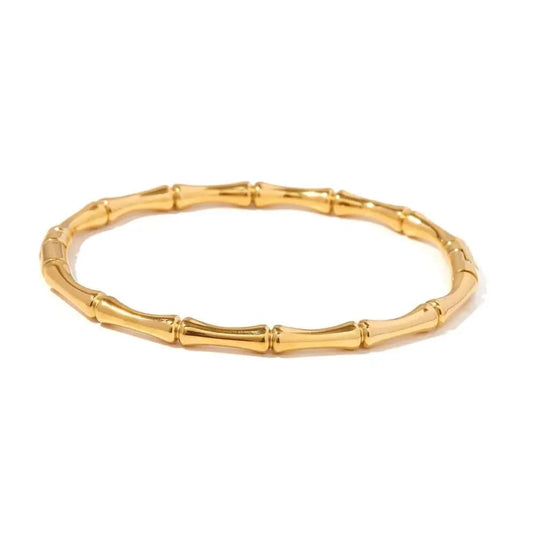 Tarnish Free / Picture / BG905 BG905 Minimalist 18k Gold Plated Stainless Steel Bracelets Jewelry Waterproof Bamboo Bangles for Girls