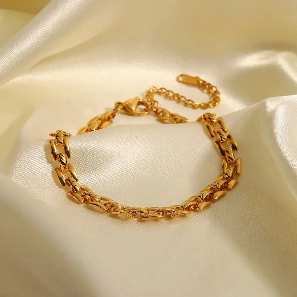 Tarnish Free / Picture / BR1013 BR1013 INS 18k Gold Plated Stainless Steel Jewelry Party Gift Dainty Bead Chain Three Layer Bracelet for Girls