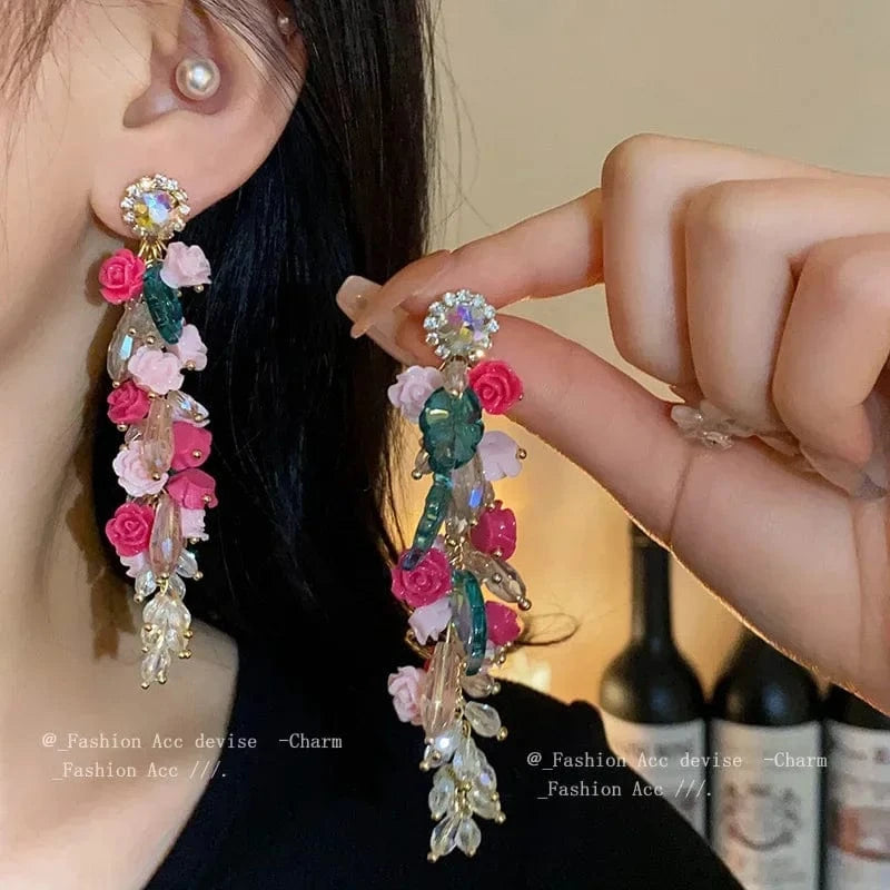 Tassel Crystal Earrings Luxury Design Temperament Jewelry Wholesale
