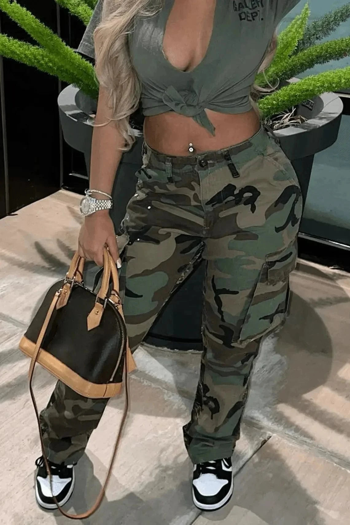 TB5550 Wholesale boutique clothing streetwear fall 2024 women clothes oversize trouser casual camo pants plus size women's pants