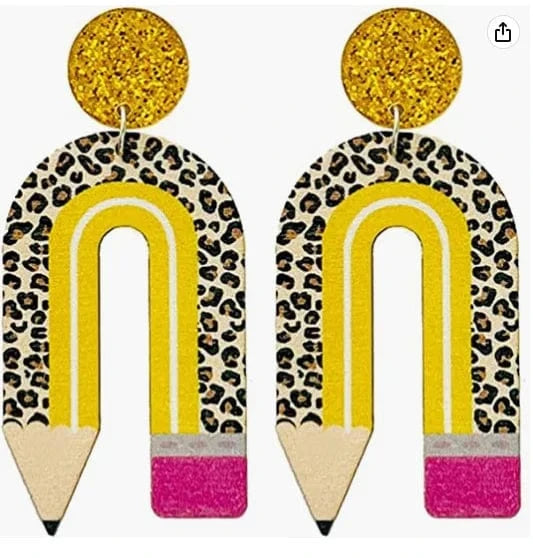 Teachers'Day Earring / 7 Colorful Fancy Teachers'Day Gift Water Drop Wood Pendant earrings Learning season teacher Wooden earrings