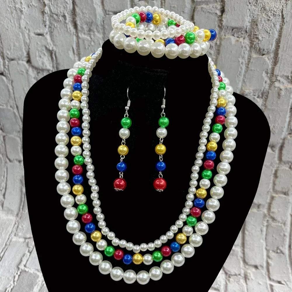 The Order of Eastern Star Greek Women Party Sorority Pearl Necklace Bracelet set Gift