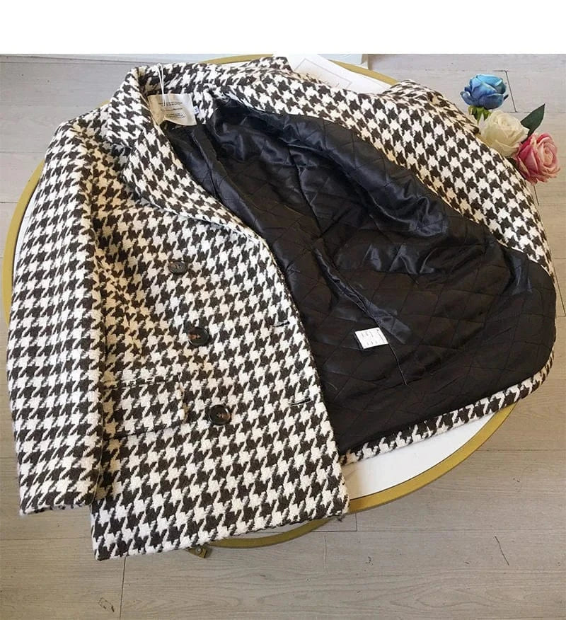 Thick Plaid Blazer Women Wool Coat 2025 New Spring And Autumn Suit Jacket Female Tide Ins Woolen Coat Blazer Femme Tops Outerwe