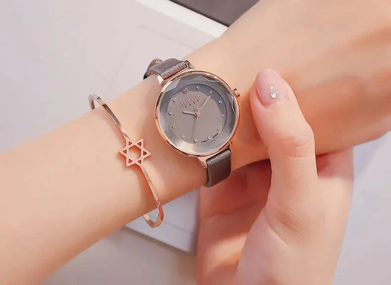 Thin Lady Women's Watch Fine Fashion Luxury Style Hours Dress Bracelet Leather Classic Girl Birthday Gift Julius No Box