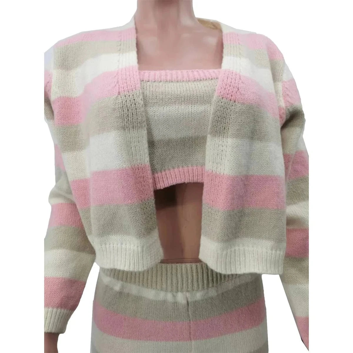 TK6299 Ready To Ship 2024 Fall Autumn Clothing Boutique Winter Knitted Sweater Women 3 Piece Sets