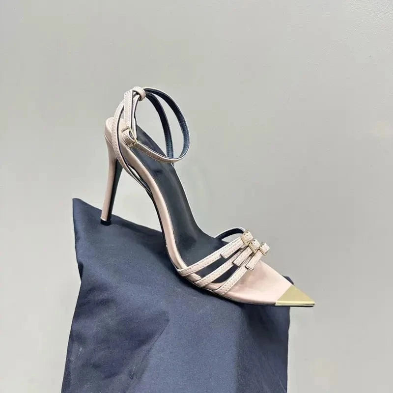 Top quality fashionable metal buckle new pointed sandals designer women sandals high heels womens shoes