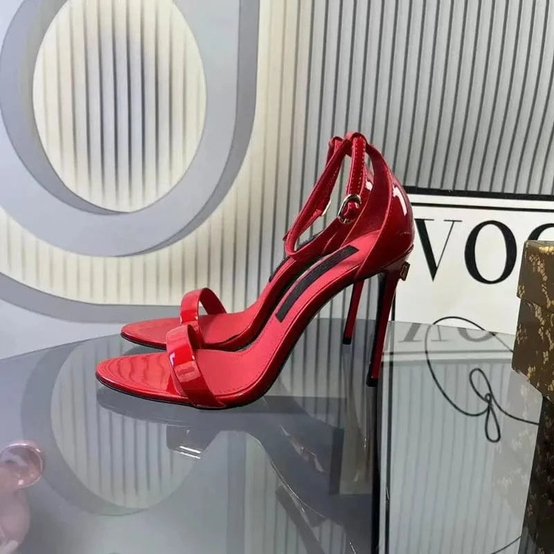 Top quality silk high heel open toe sandals girl fashion red sandales pour femmes et dames women's heeled sandals