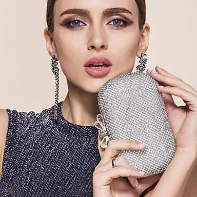 Top Sale Luxurious Trendy Elegant Gold Clutch Crystal Beaded Bag Evening Metal Hard Box Evening Full Rhinestone Bag For Lady