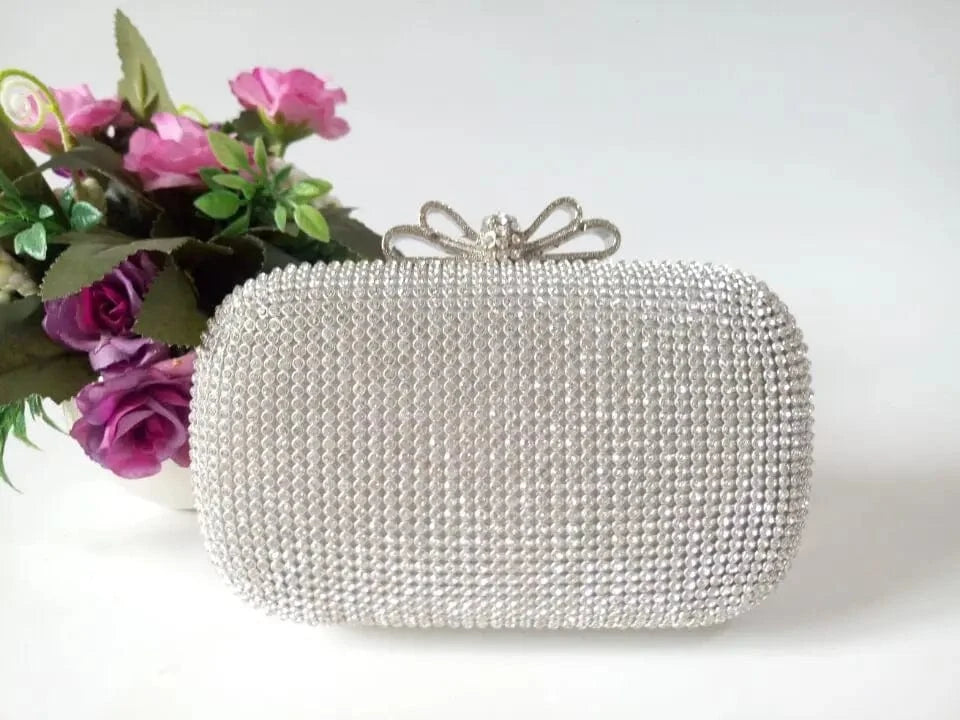 Top Sale Luxurious Trendy Elegant Gold Clutch Crystal Beaded Bag Evening Metal Hard Box Evening Full Rhinestone Bag For Lady
