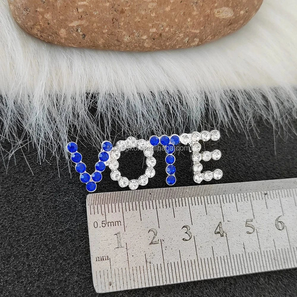 Topvesko Europe and America VOTE Brooch Women Rhinestone Pearl Lapel Pin Greek Sorority Jewelry