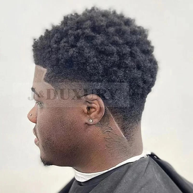 toupee for men / 8 Inches 8x11 Top Grade Human Hair Full Lace Wigs Toupee Men's Hairpieces Men's Afro Toupee Short Brazilian Hair for Black Transparent