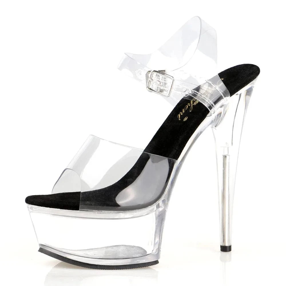 Transparent crystal thin heel 15cm pole dance high heels model fashion sandals antiskid and wear-resistant summer sandals