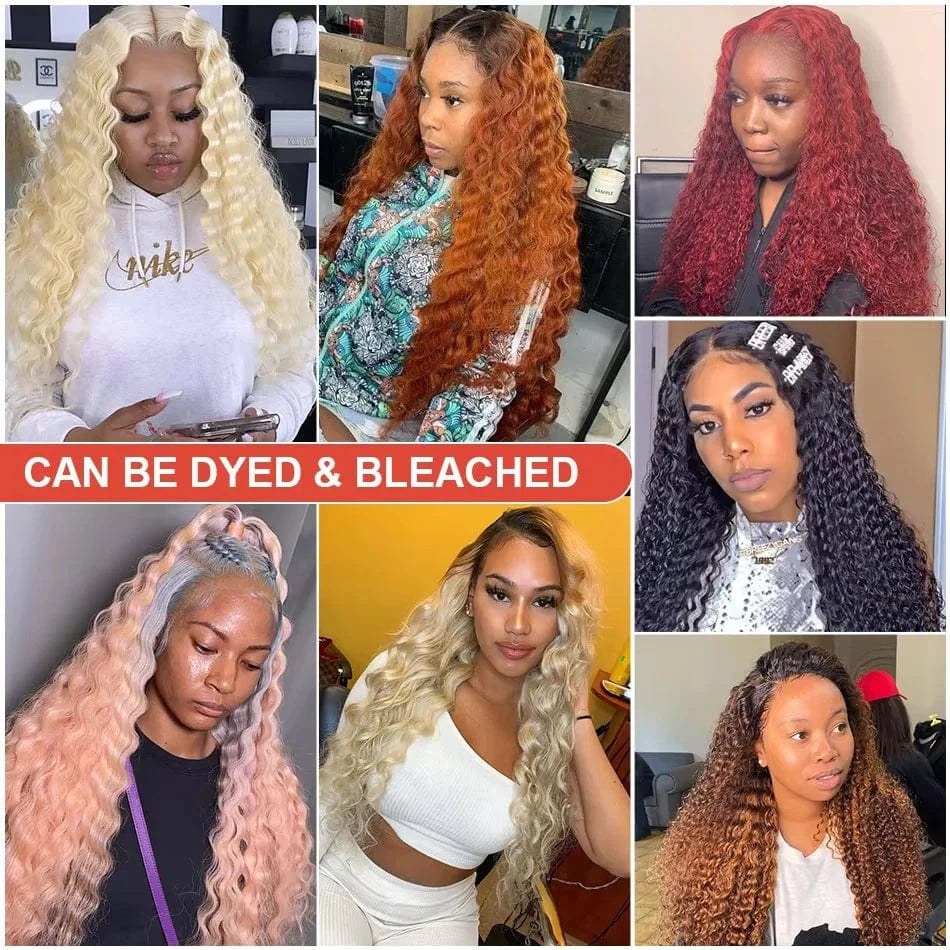 Transparent Lace Front Human Hair Deep Wigs 40 46 inches 13x4 13x6 HD PrePlucked Brazilian Deep Wave Lace Frontal Wig for women