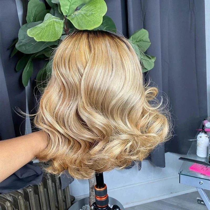 Transparent Lace Frontal Wig Brazilian Virgin Cuticle Aligned Hair Vendors Human Hair Blonde Bob 613 Lace Front Wig