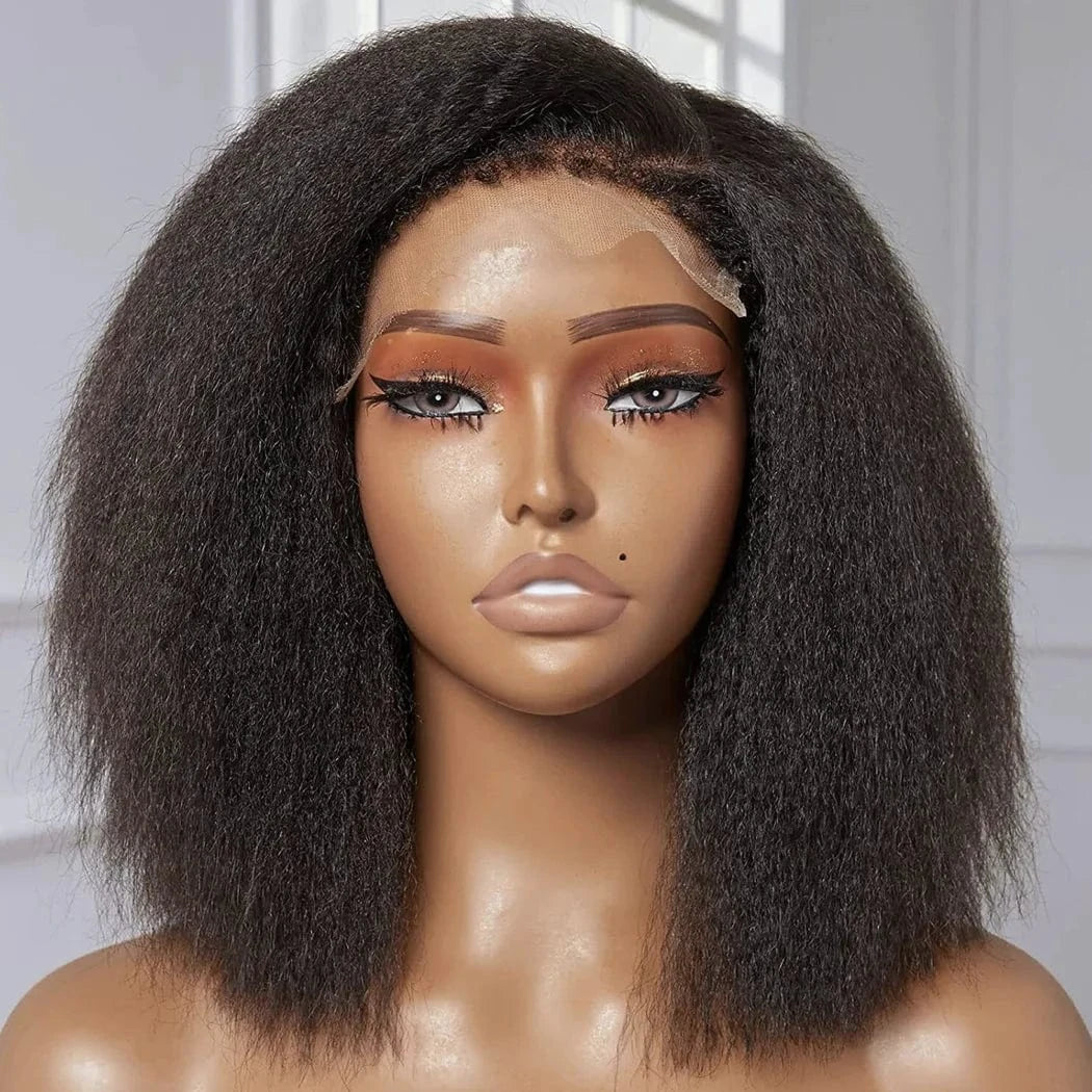 Transparent Swiss Lace 100% Raw Vietnamese Virgin Hair Bob Wig Kinky Straight Glueless 13x6 Hd Human Hair Lace Front Wig
