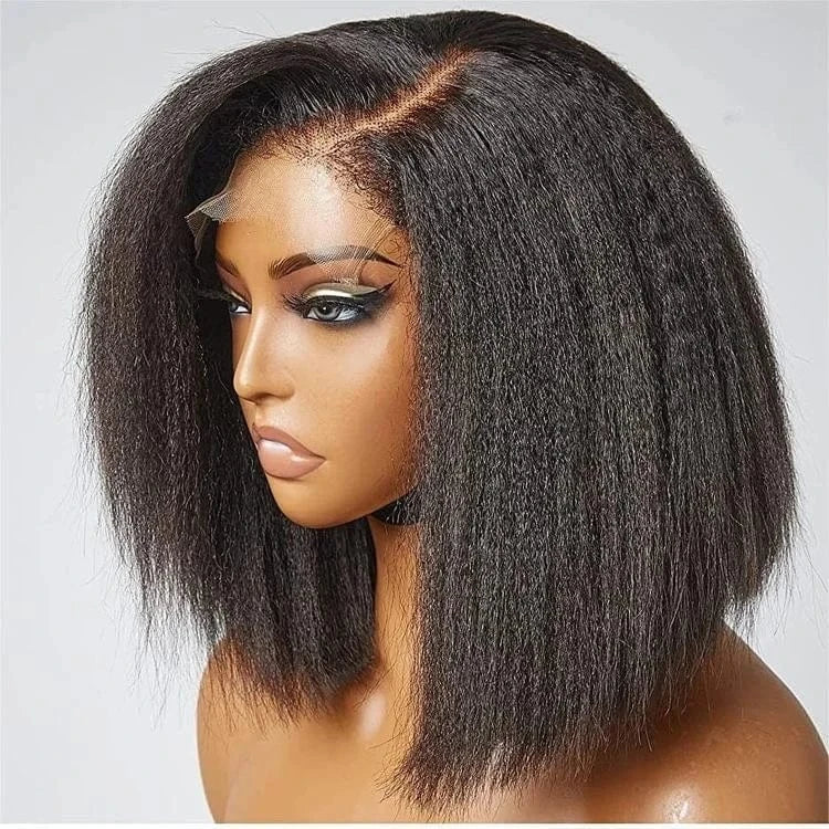 Transparent Swiss Lace 100% Raw Vietnamese Virgin Hair Bob Wig Kinky Straight Glueless 13x6 Hd Human Hair Lace Front Wig
