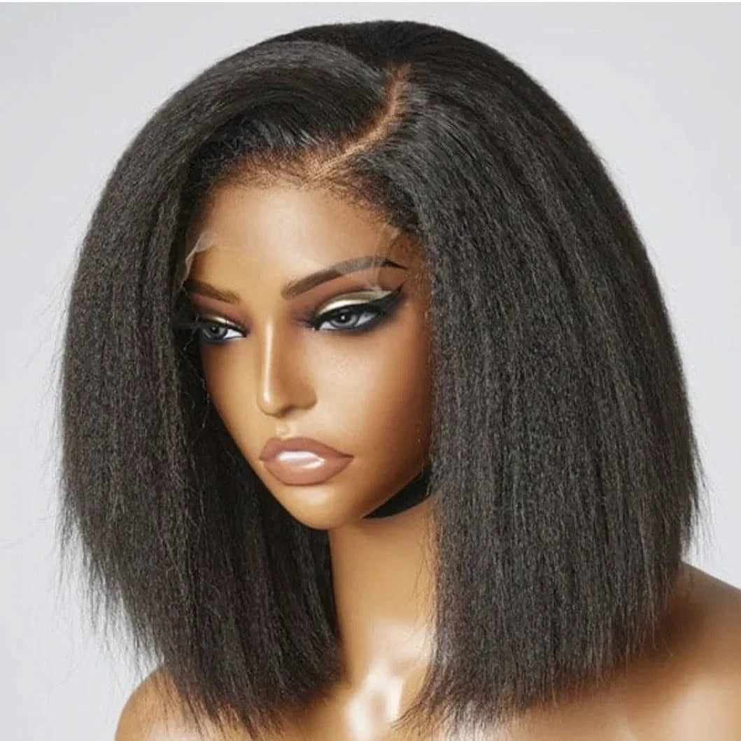 Transparent Swiss Lace 100% Raw Vietnamese Virgin Hair Bob Wig Kinky Straight Glueless 13x6 Hd Human Hair Lace Front Wig
