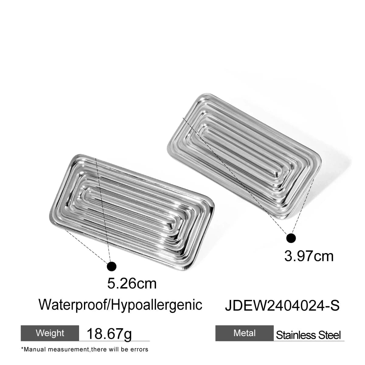 trend / E2688S E2688 Waterproof 18K Plated Stud Earring Stainless Steel Clip Pattern Textured Loop shape Chunky Smooth Earring Women Gift