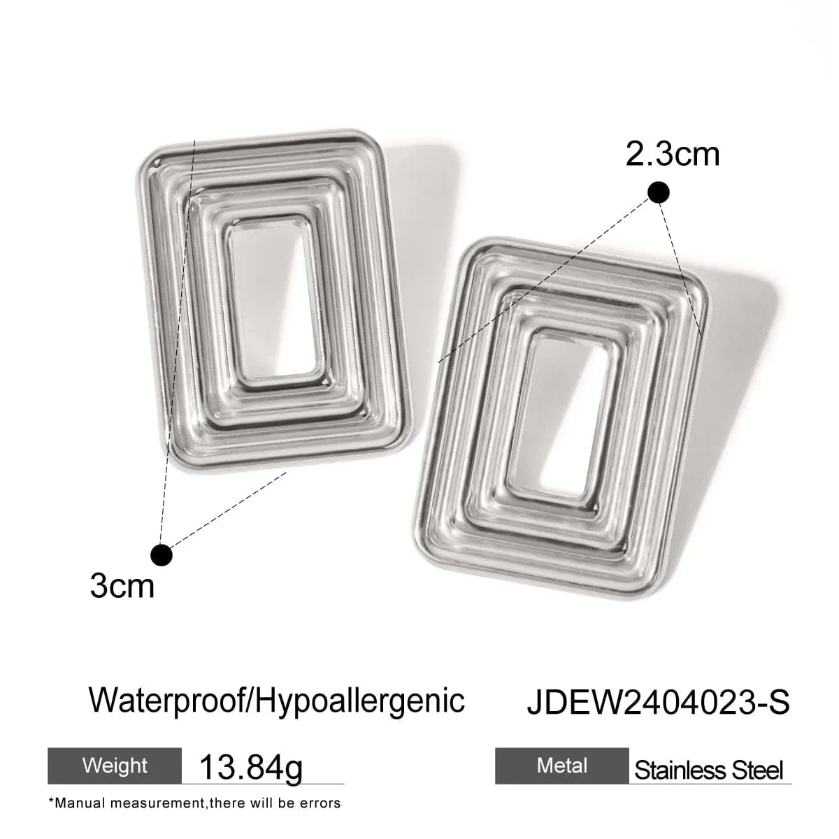 trend / E3377S E2688 Waterproof 18K Plated Stud Earring Stainless Steel Clip Pattern Textured Loop shape Chunky Smooth Earring Women Gift