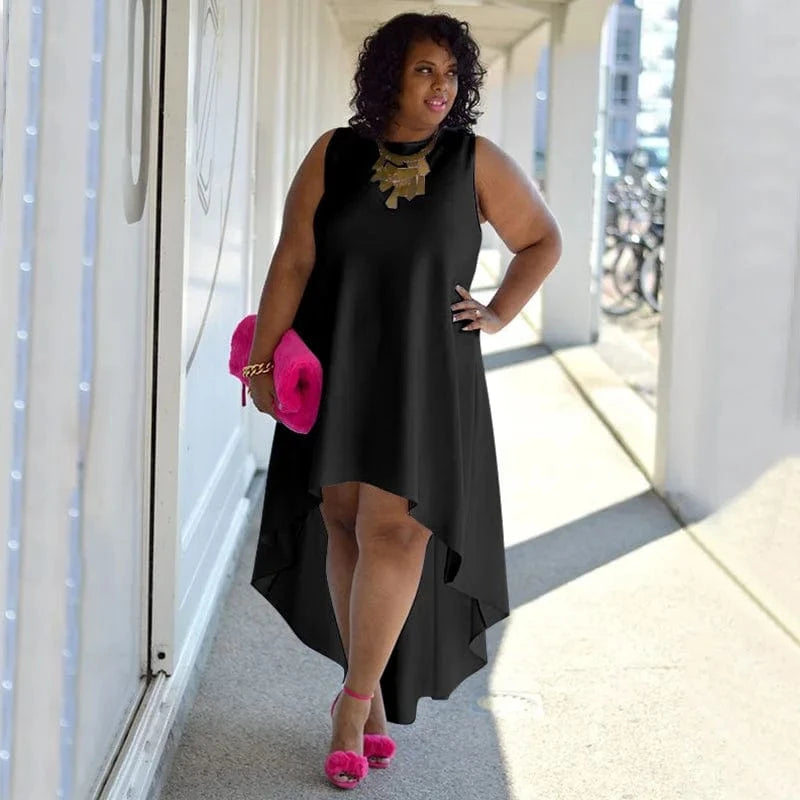 trending products 2024 new arrivals Fashionable plus size sleeveless sexy round neck comfortable casual dress
