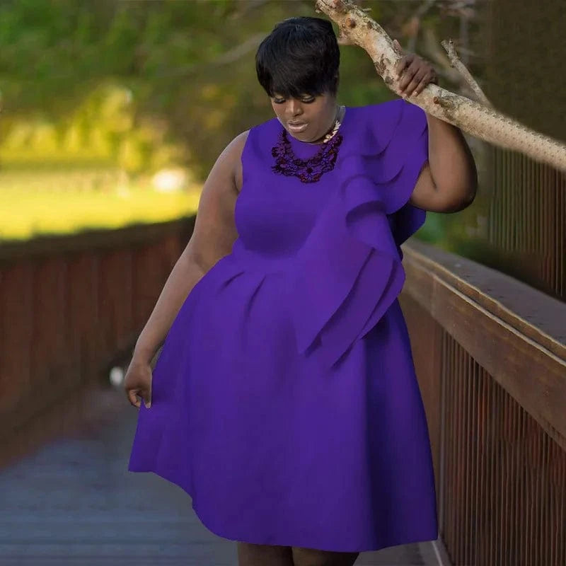trending products 2024 new arrivals plus size women's clothing Solid color round neck irregular A-line loose dress