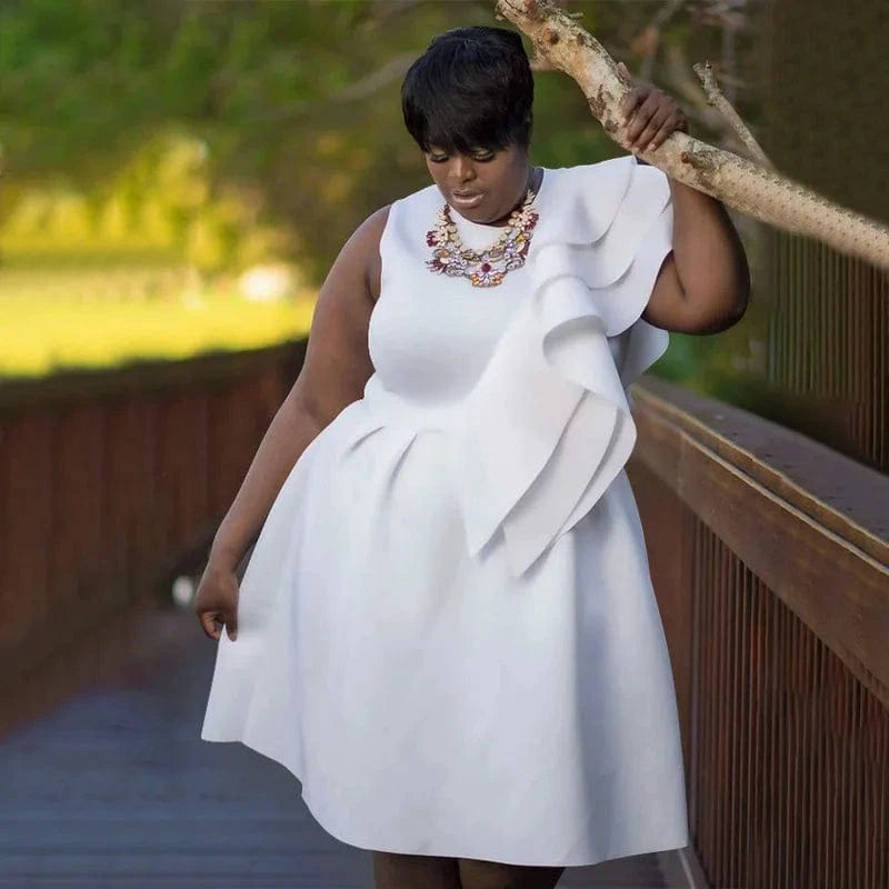 trending products 2024 new arrivals plus size women's clothing Solid color round neck irregular A-line loose dress