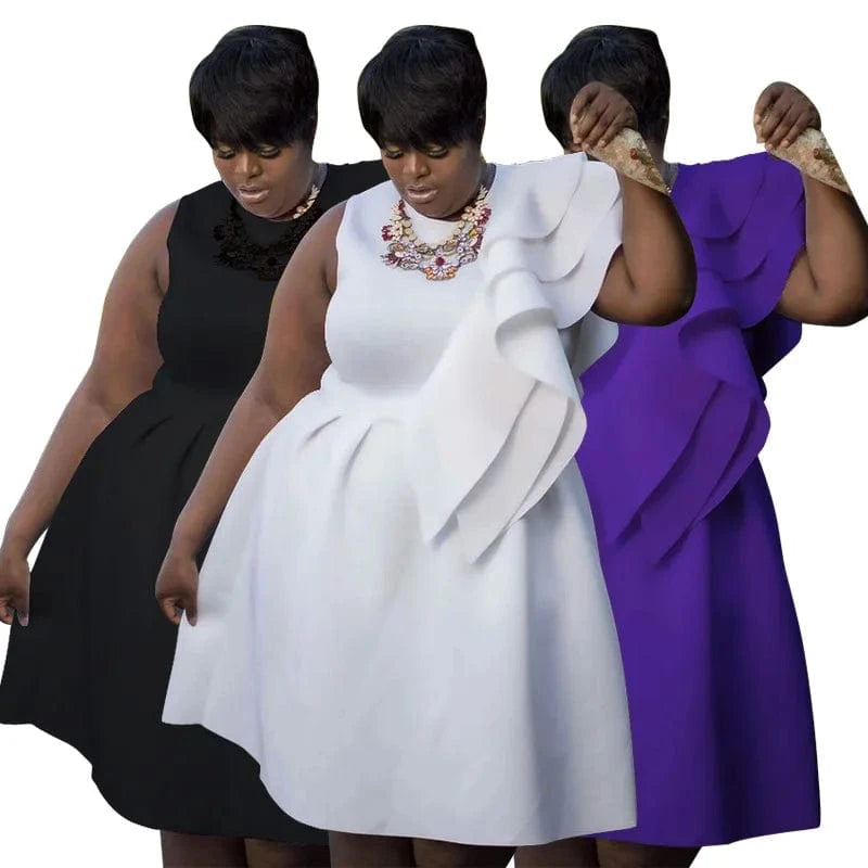trending products 2024 new arrivals plus size women's clothing Solid color round neck irregular A-line loose dress