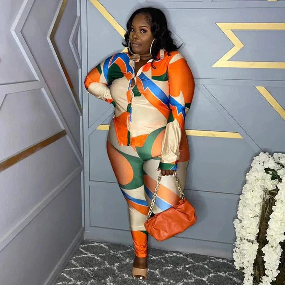 trending products 2024 new arrivals plus size women's clothing Stylish Cardigan Graphic Print Shirt Top pant set