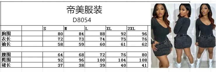 Trending Short Skirt 2 Piece Set Fall Winter 2024 Women Clothes Fashion Sexy Two Piece Casual Skirt Suit Ribbed Mini Skirt Set