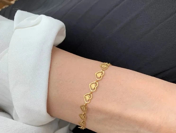 Trendy / 14+6cm Extender Chain / Gold Hight Quality Fashionable Hearts Anklet Stainless Steel 18k Gold Planted Adjustable Anklet for Women