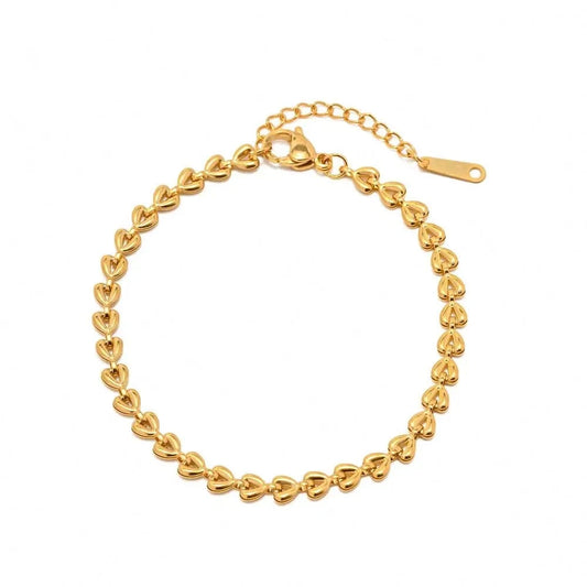 Trendy / 16cm / BR1003 BR1003 18K Gold  Stainless Steel heart shape stainless steel  Bracelet for Girls Women