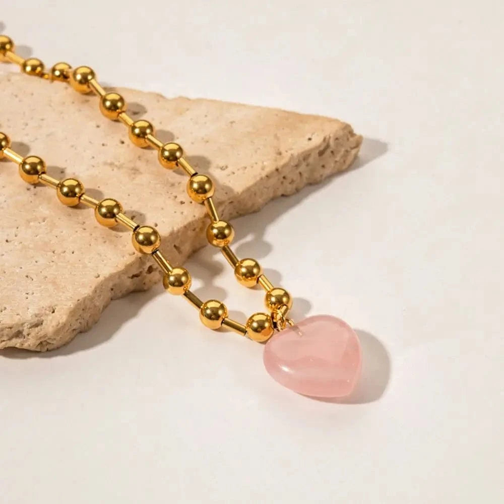 Trendy / 16cm / BR982 BR982 Waterproof Heart Charm Bracelet Gift Stainless Steel Round Bead Chain Transparent Clear Pink Heart Bracelet