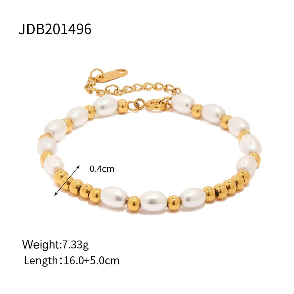 Trendy / 17cm / BR967 BR991 Minimalist INS 18K Gold Plated Stainless Steel Jewelry Heart Pendant Bead Chain Bracelet for Women