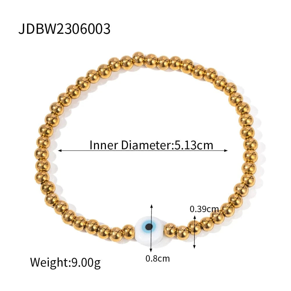 Trendy / 17cm / BR970 BR991 Minimalist INS 18K Gold Plated Stainless Steel Jewelry Heart Pendant Bead Chain Bracelet for Women