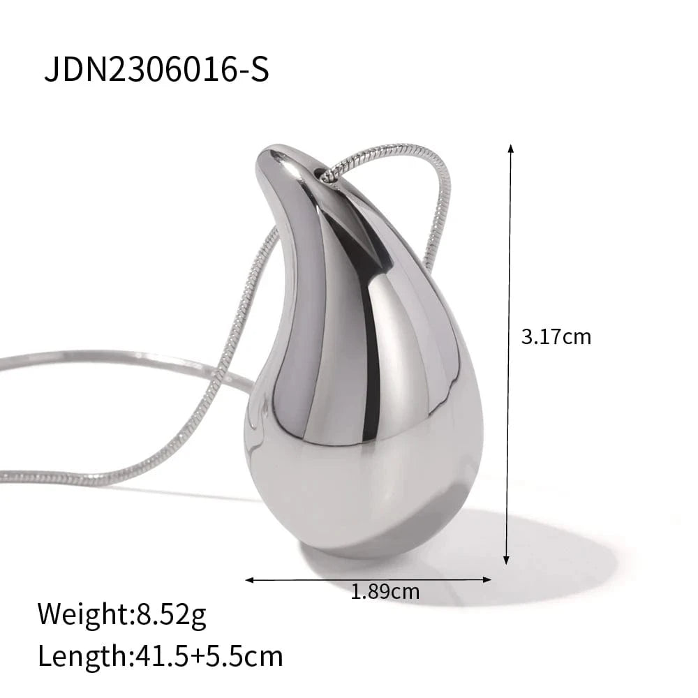 Trendy / 18inches / N2213S N2213 Jewelry 18K Gold Plated Big Tear Drop Necklace Stainless Steel Chunky Waterdrop Pendant Necklace