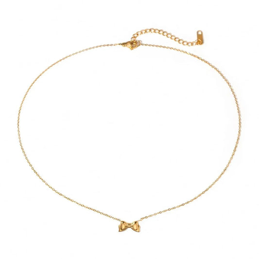 TRENDY / 41.5+5.5cm / N2146 N2146 18K Gold Plated Stainless Steel Simple Bow Pendant Necklace, 40+5cm