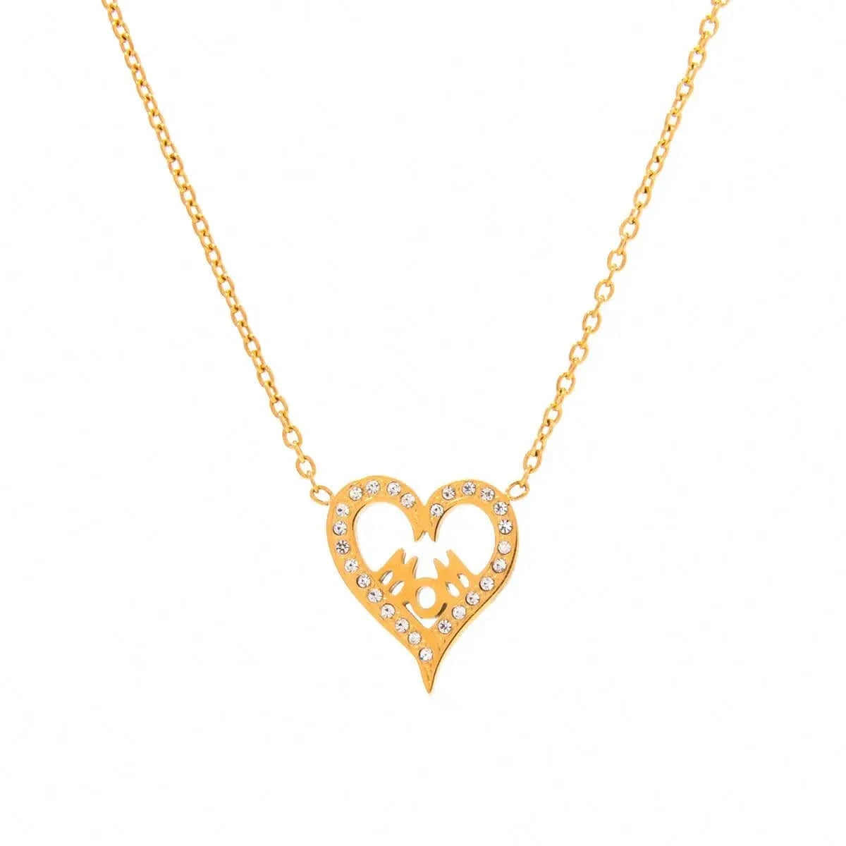 TRENDY / 41.5+5.5cm / N2149 N2149 18K Gold Plated Stainless Steel Mother's Day Heart-shaped MOM Letter Water Drop Necklace, 45+5cm