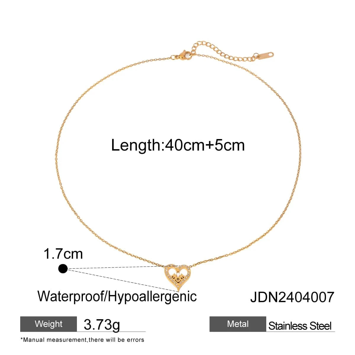 TRENDY / 41.5+5.5cm / N2149 N2149 18K Gold Plated Stainless Steel Mother's Day Heart-shaped MOM Letter Water Drop Necklace, 45+5cm