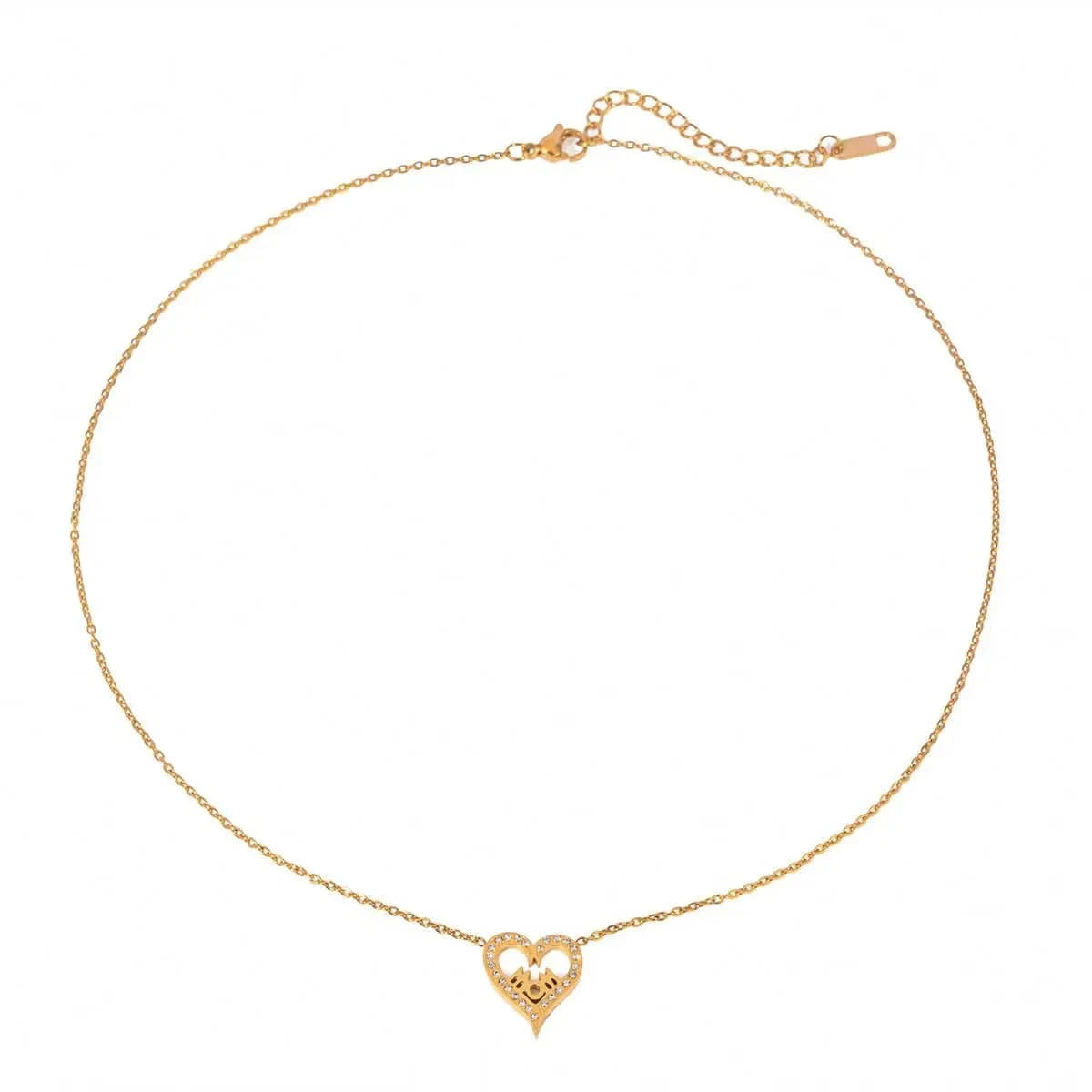 TRENDY / 41.5+5.5cm / N2149 N2149 18K Gold Plated Stainless Steel Mother's Day Heart-shaped MOM Letter Water Drop Necklace, 45+5cm