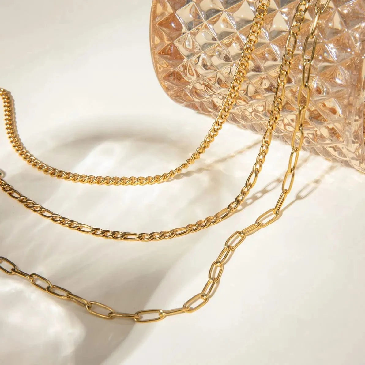 TRENDY / 41.5+5.5cm / N2153 N2153 18K Gold Plated Stainless Steel Three-layer Different Clavicle Chain Necklace