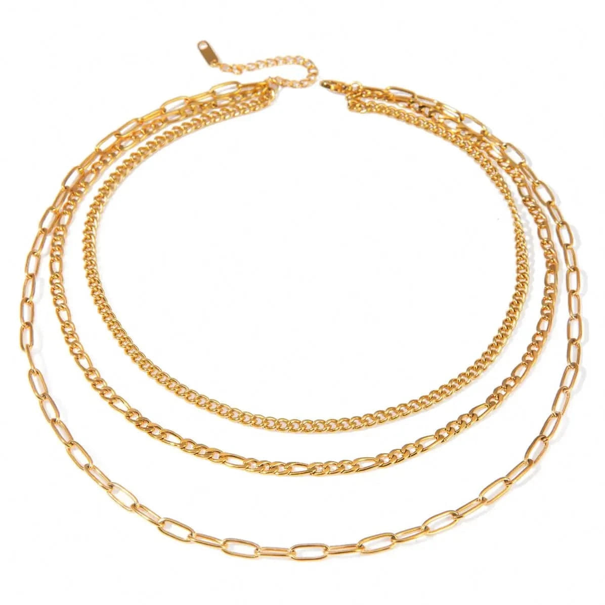 TRENDY / 41.5+5.5cm / N2153 N2153 18K Gold Plated Stainless Steel Three-layer Different Clavicle Chain Necklace