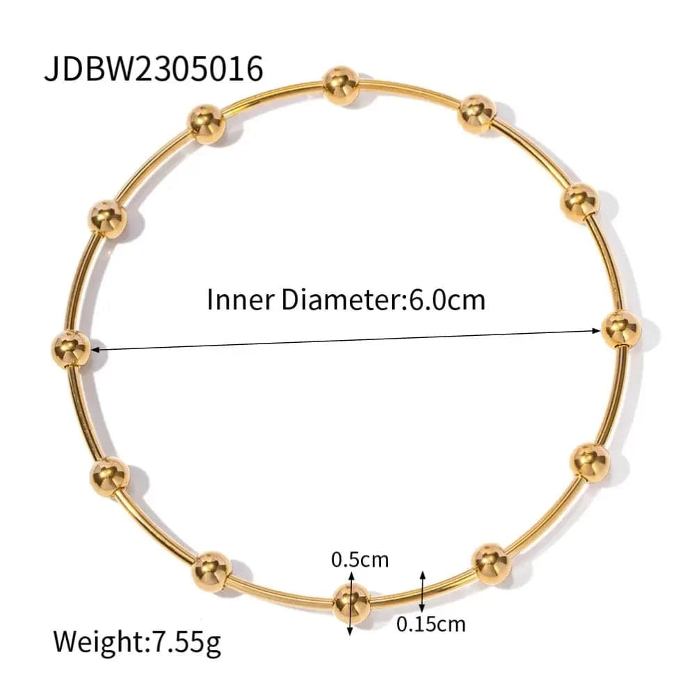 Trendy / 6cm / BG893 BG893 Trendy 18k PVD Gold Plated Stainless Steel Bracelet Jewelry Ball Beads Opening Bangles for Girls