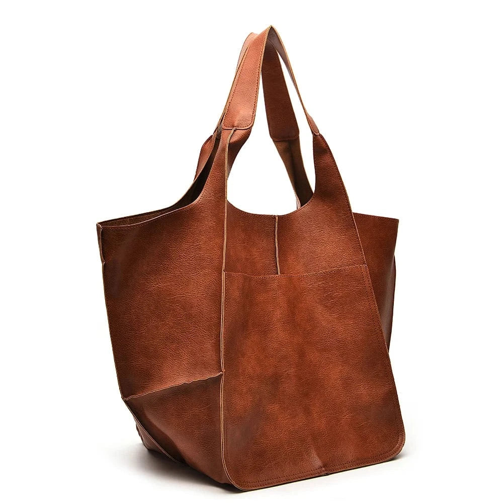 Trendy big capacity luxury leather tote hand bags ladies shoulder female large tote handbags for women