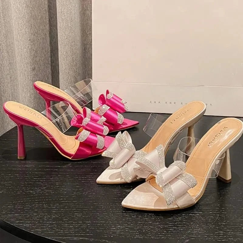 Trendy Color Escarpin Lux Femme Slipper Sandal Shoes Sling Back Fashion Bow Tie Talon Mules for Women Shoes