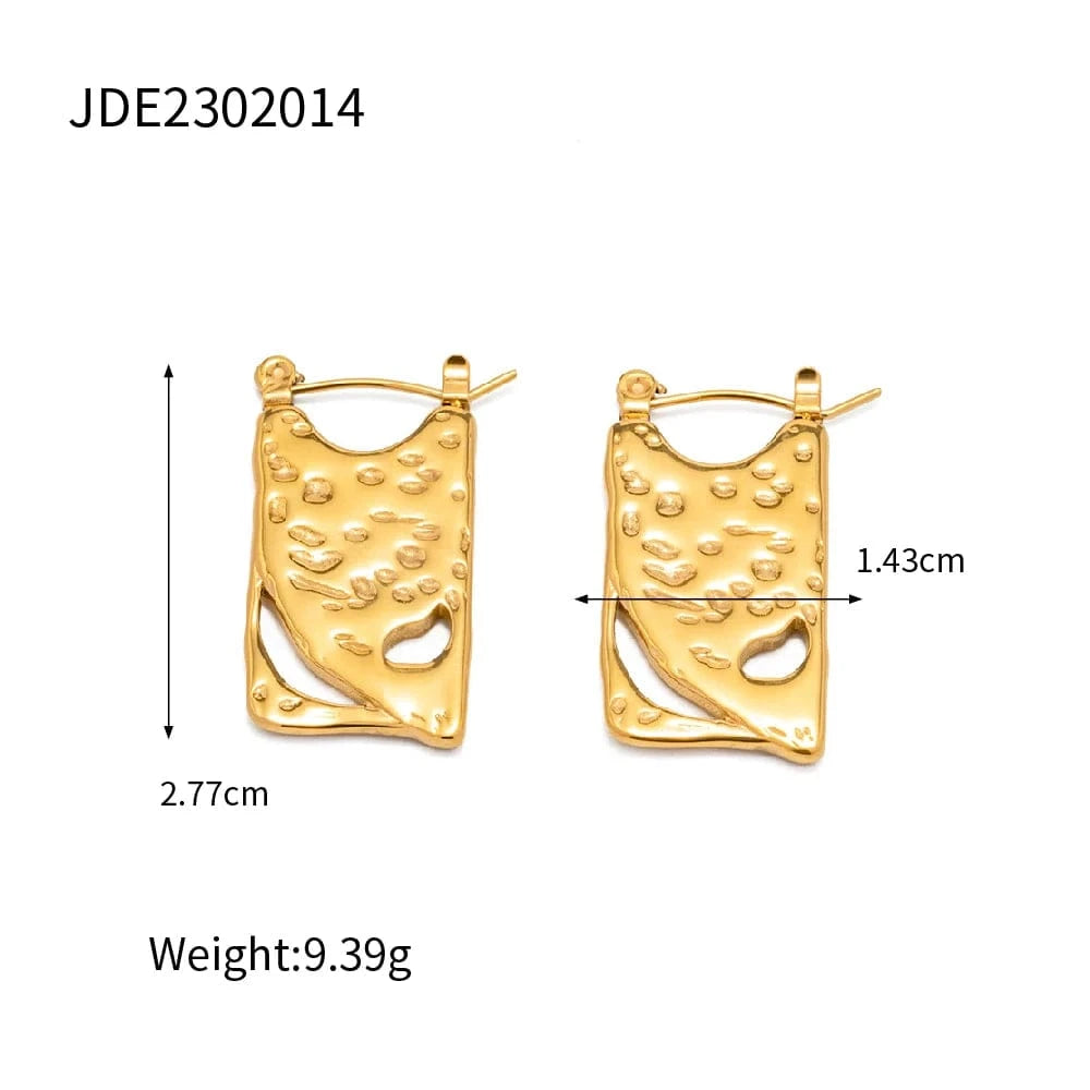 TRENDY / E1893 E1893 Jewelry Square Chunky Pendant Earring 18k PVD Gold Plated Stainless Steel Hammer Drop Earring For Women
