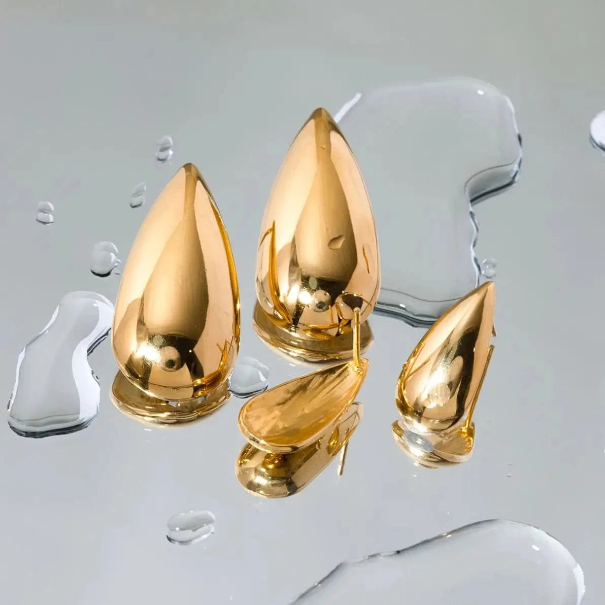 trendy / E1896 E1896 Jewelry 18K Gold Plated Tear Drop Punk Earrings Stainless Steel Hollow Waterdrop Stud Earring