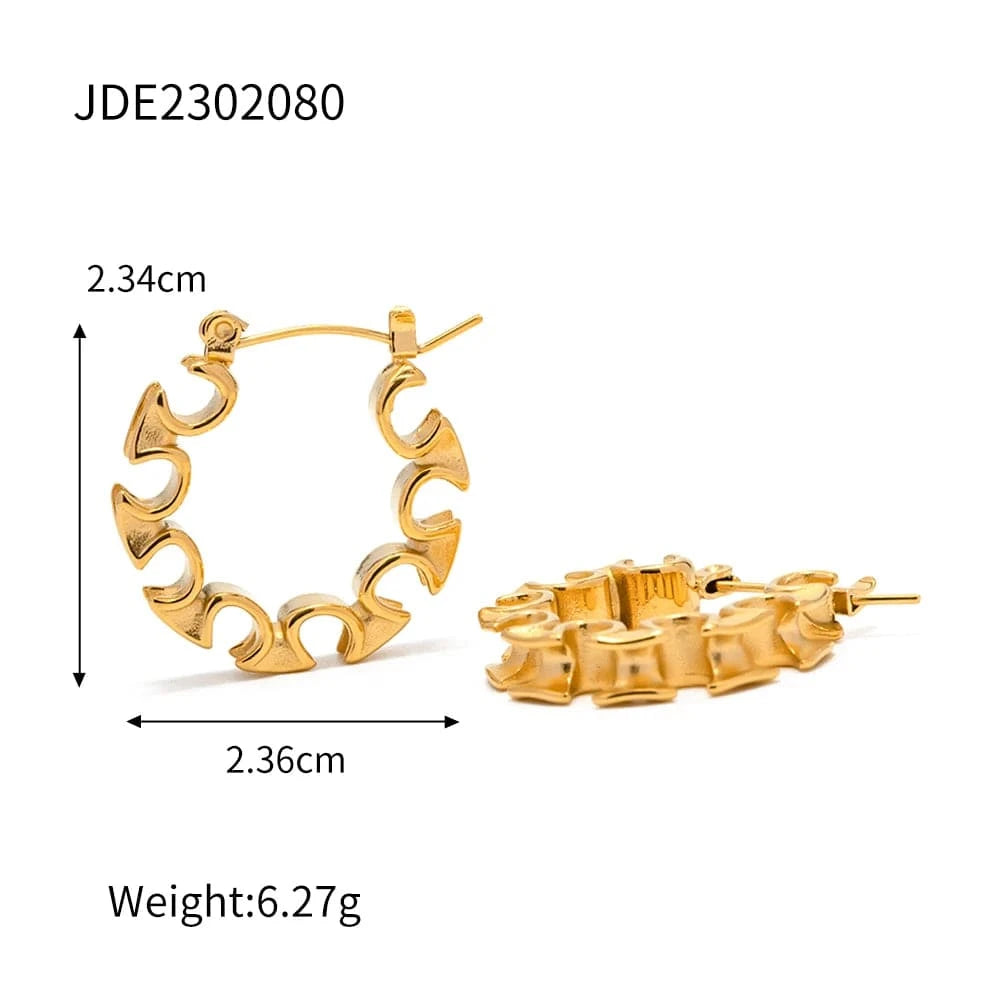 TRENDY / E1923 E1923 Jewelry Hoop Flower Bloom Earring PVD 18k Real Gold Plated Stainless Steel Delicate Hoop Earring For Women