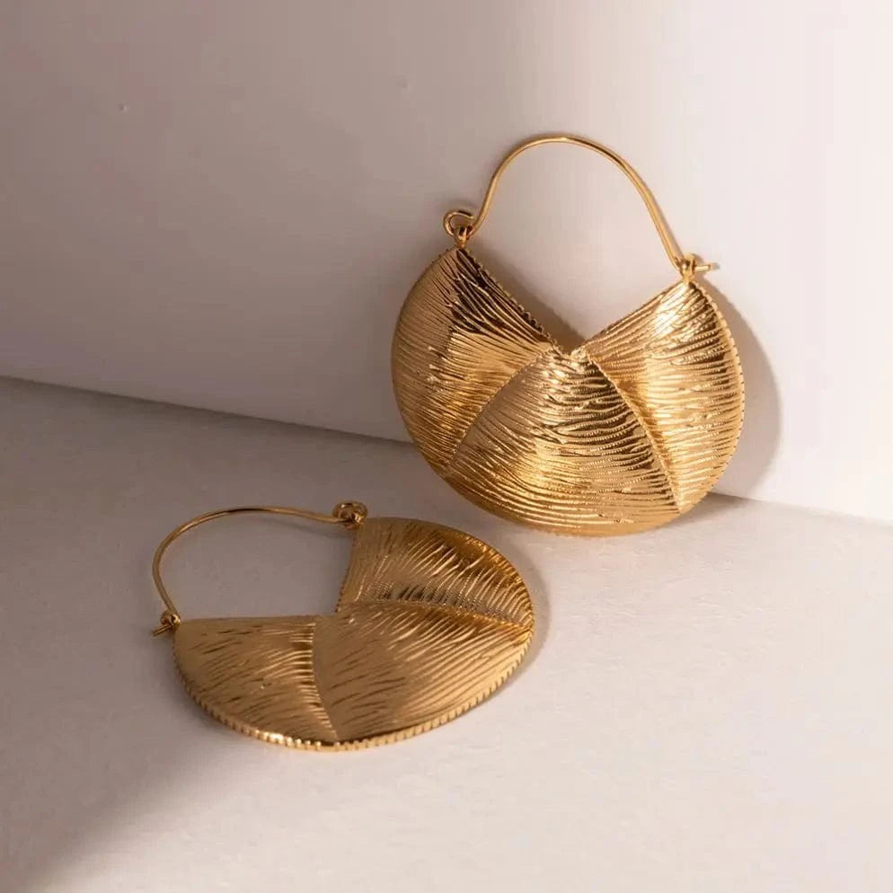 Trendy / E1974 E1974 Custom Vintage Stainless Steel 18K Gold Plated Fancy Irregular Maxi Pendant Clip Earring Jewelry